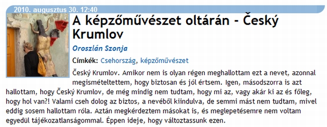 Oroszlan Szonja, Mondja Szonja blog - Cesky Krumlov (1)