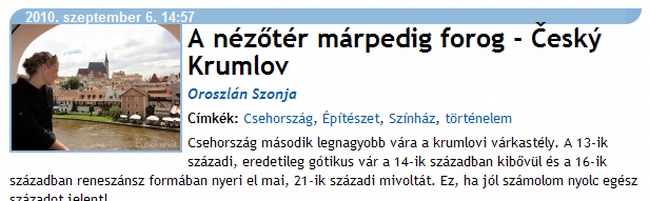 Oroszlan Szonja, Mondja Szonja blog - Cesky Krumlov (2)