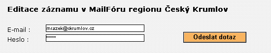 Přihlášení k editaci uživatelského nastavení v MailFóru 