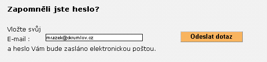On-line žádost o zaslání zapomenutého hesla k editaci uživatelského nastavení v MailFóru 