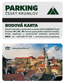 Parkovac&iacute; "Bodov&aacute; karta" pro centr&aacute;ln&iacute; parkovi&scaron;tě P1, P2, P3 v Česk&eacute;m Krumlově