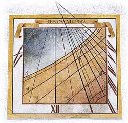 Kájov, sundial on the tower of the Church of Pilgrimage, foto: Libor Sváček 