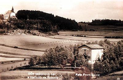 Hořice na Šumavě, house of Passion Plays, historical photo by František Seidel 