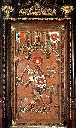 Klášter Vyšší Brod, rožmberské pohřebiště, mramorová deska s rožmberským jezdcem, 1622-1629 