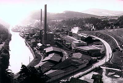 Papierwerke Větřní, ein historisches Foto des Betriebes 