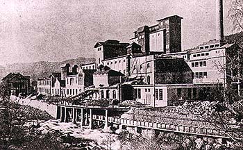 Papermill Loučovice, historical photo of factory Vltavský mill 