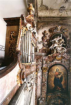 Organ in chapel of St. George at the Český Krumlov Castle from 1753 