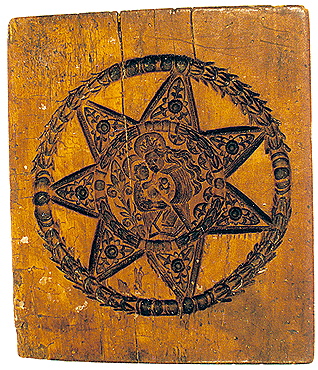 Baker's form shaped like stars with Virgin Mary and baby Jesus, collection of Regional Museum of National History in Český Krumlov 