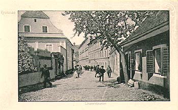 Parkán Street in Český Krumlov, flooded, historical photo, foto: J.Seidel 