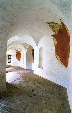 Chapel on Křížová hora (Cross Hill) in Český Krumlov, view of cloister 