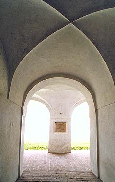 Chapel on Křížová hora (Cross Hill) in Český Krumlov, entrance into cloister 