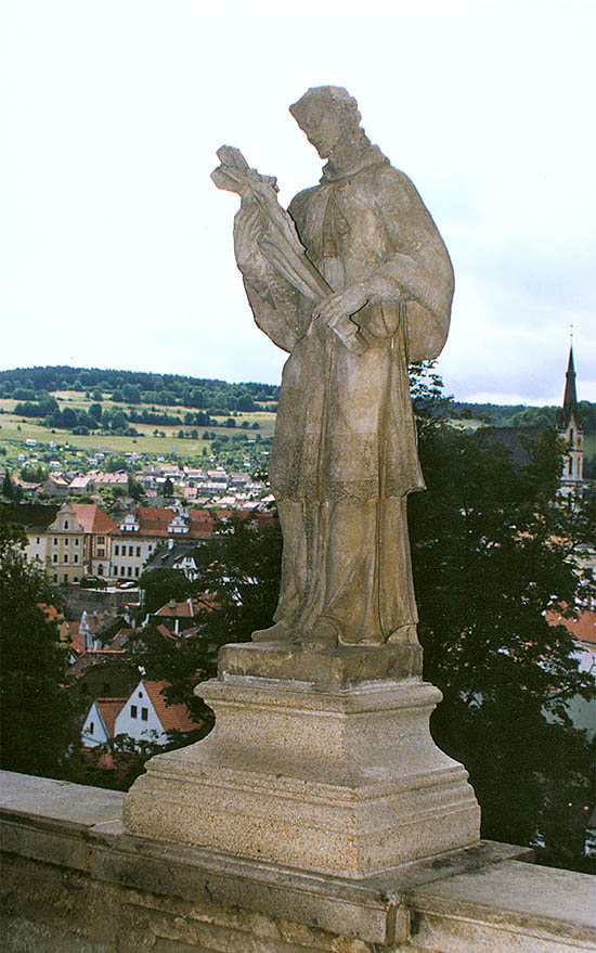 Český Krumlov, statues on the Cloak Bridge, Jan Antonín Zinner, St. Jan Nepomuk, 1747