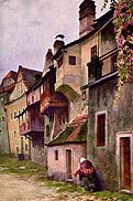 Historical postcard with picture by  W. Fischer, 1935, collection of Regional Museum of National History in Český Krumlov 