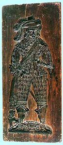 The oldest preserved gingerbread form (reversible) from 1645, on obverse a figure of cavalier, collection of Regional Museum of National History in Český Krumlov 