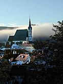 Český Krumlov, St. Vitus church in the morning mist, photo by: Zdena Flašková