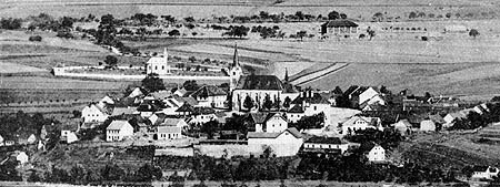 Křemže v roce 1917, pohled z jihu, historické foto 