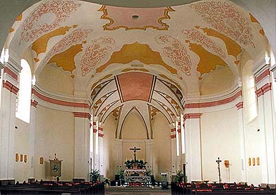 Wallfahrtskirche Svatý Kámen, Ansicht des Interieurs der Kirche 
