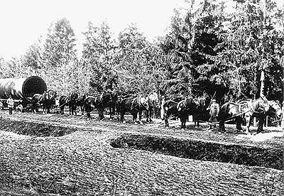 Bau des Elektrizitätswerks in Vyšší Brod, ein historisches Foto 