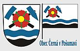 Současný znak a vlajka obce. Dne 21.11.2007 schválil schválil podvýbor pro heraldiku a vexilologii Poslanecké sněmovny Parlamentu ČR na svém zasedání nový znak a vlajku obce Černá v Pošumaví. 