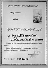 Jitka Zikmundová se vždy zajímala o život seniorů, podporovala aktivní život, a proto její práci senioři ocenili. 