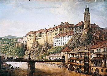 Ferdinand Runk - view onto Český Krumlov Castle (1824) 