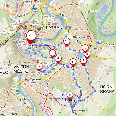 Vycházkový okruh Křížová Hora - Horní Brána, mapa