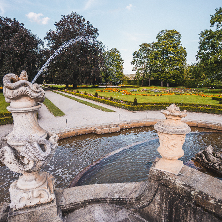 Through the castle courtyards and garden