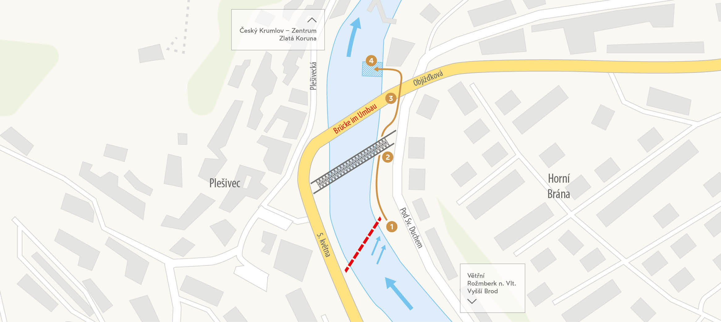 Einschr&auml;nkungen der Bootsfahrt auf der Moldau von Mai bis November 2026 - Česk&yacute; Krumlov, zdroj: DMO Česk&yacute; Krumlov Region, z. s.