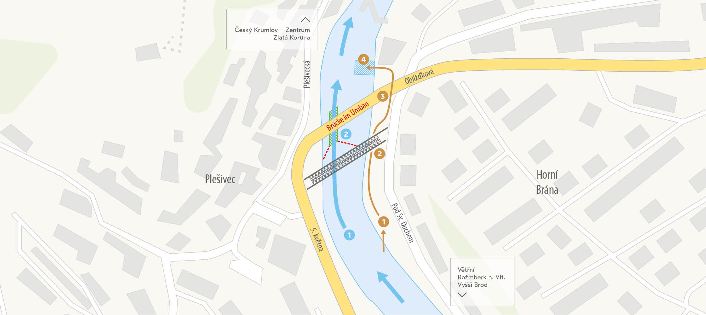 Einschr&auml;nkungen der Bootsfahrt auf der Moldau von Mai bis November 2026 - Česk&yacute; Krumlov, zdroj: DMO Česk&yacute; Krumlov Region, z. s.