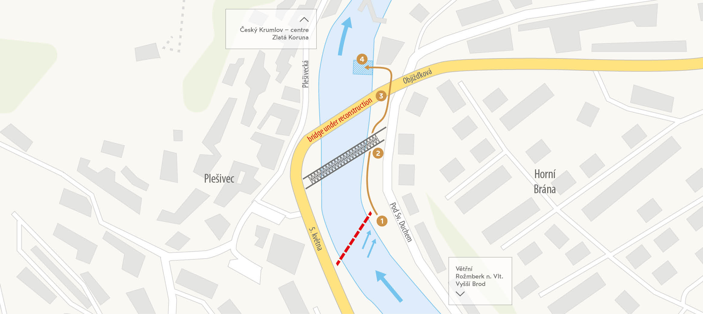 Boating restrictions on the Vltava River, May&ndash;November 2026, Česk&yacute; Krumlov, zdroj: DMO Česk&yacute; Krumlov Region, z. s.