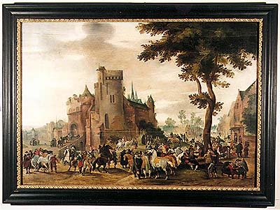 Zámek Český Krumlov, obrazárna, Koňský trh před pevností, Sebastian Vranx, 1. polovina 17. století 