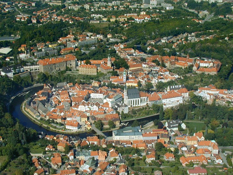 Letecký pohled na město Český Krumlov