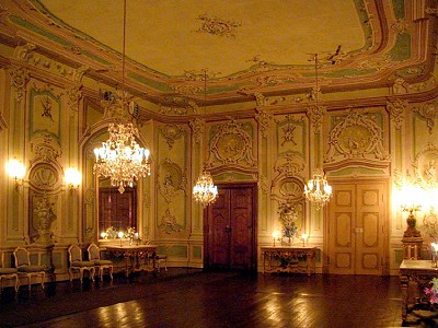 Zámek Český Krumlov, Zrcadlový sál v původním svíčkovém osvětlení, 2000, foto: Lubor Mrázek 