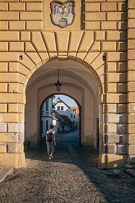 Budějovice Gate and the remains of the city fortifications