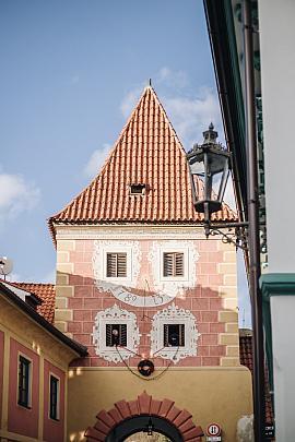 Budějovice Gate and the remains of the city fortifications